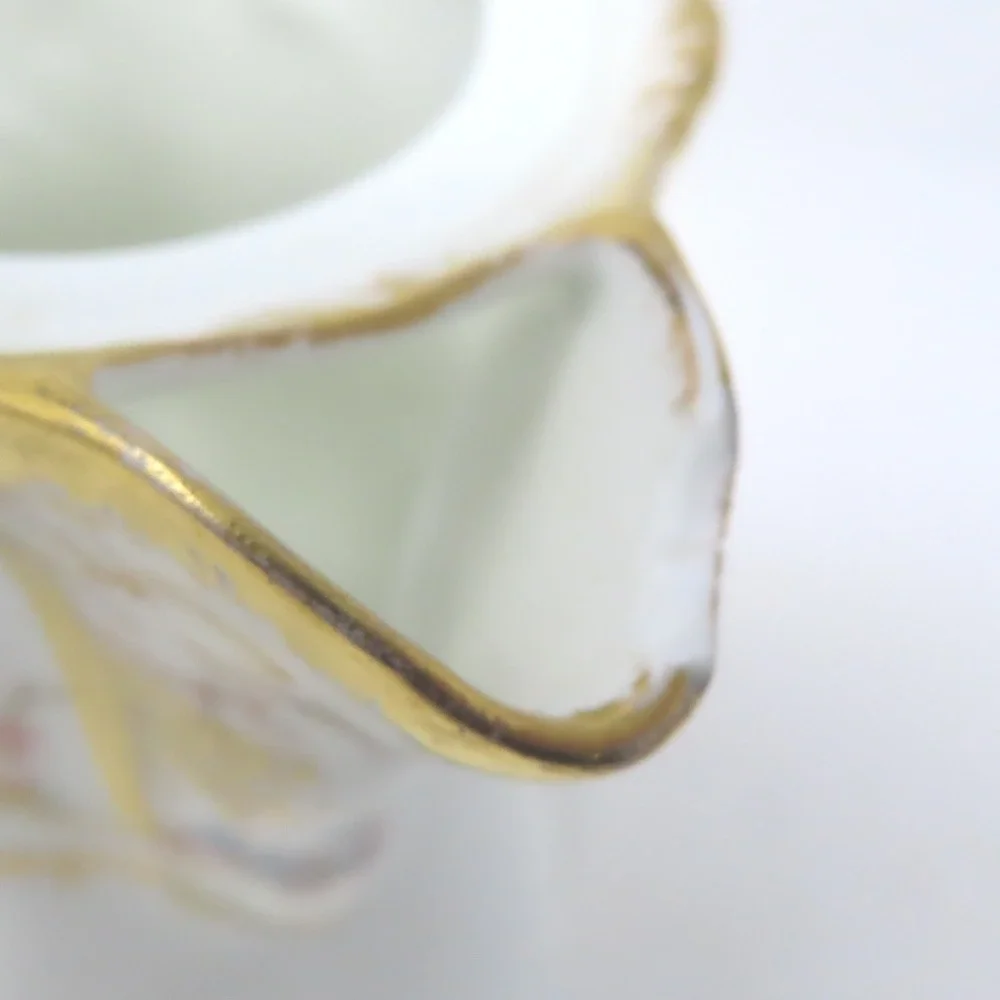 Antique Haviland Limoges France Porcelain‎ Cream Pitcher Gold Gilt Floral